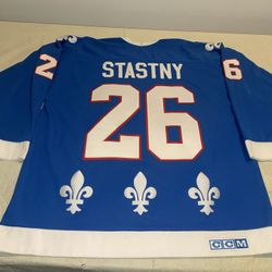 Peter Stastny Québec Nordiques CCM Jersey Blue Men Xl Mic Vintage Sewn Clean Nhl