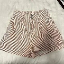Urban Outfitters red and white striped high-waisted shorts