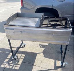 Carrito para tacos con plancha y hornilla