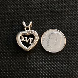 925 Sterling Silver Rhodium Plated Heart Pendant 