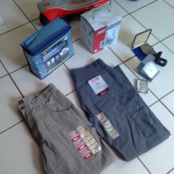 Brand new 1975 Brannigan Belt Buckle, 6 piece  condiment sets, brand new necklaces and more)