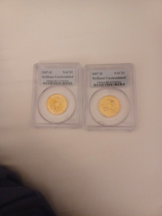 2 Sacagawea Dollar Coin 2007 D Brilliant Uncirculated