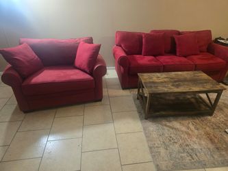 Couch, Chair and A Half (oversized chair), and Coffee table