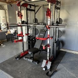 Smith Machine 200 | Adjustable Bench | 245lb Cast Iron Olympic Weights | 7ft Olympic Bar | Fitness | Gym Equipment | FREE DELIVERY/INSTALLATION 🚚 🛠️