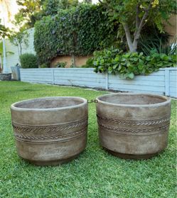 Mediterranean Home Garden Inspired Planters - A Pair