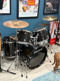 Ludwig Black Drums w/ cymbals and stool