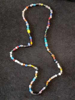 $8. Tropical 28 inch glass bead necklace.