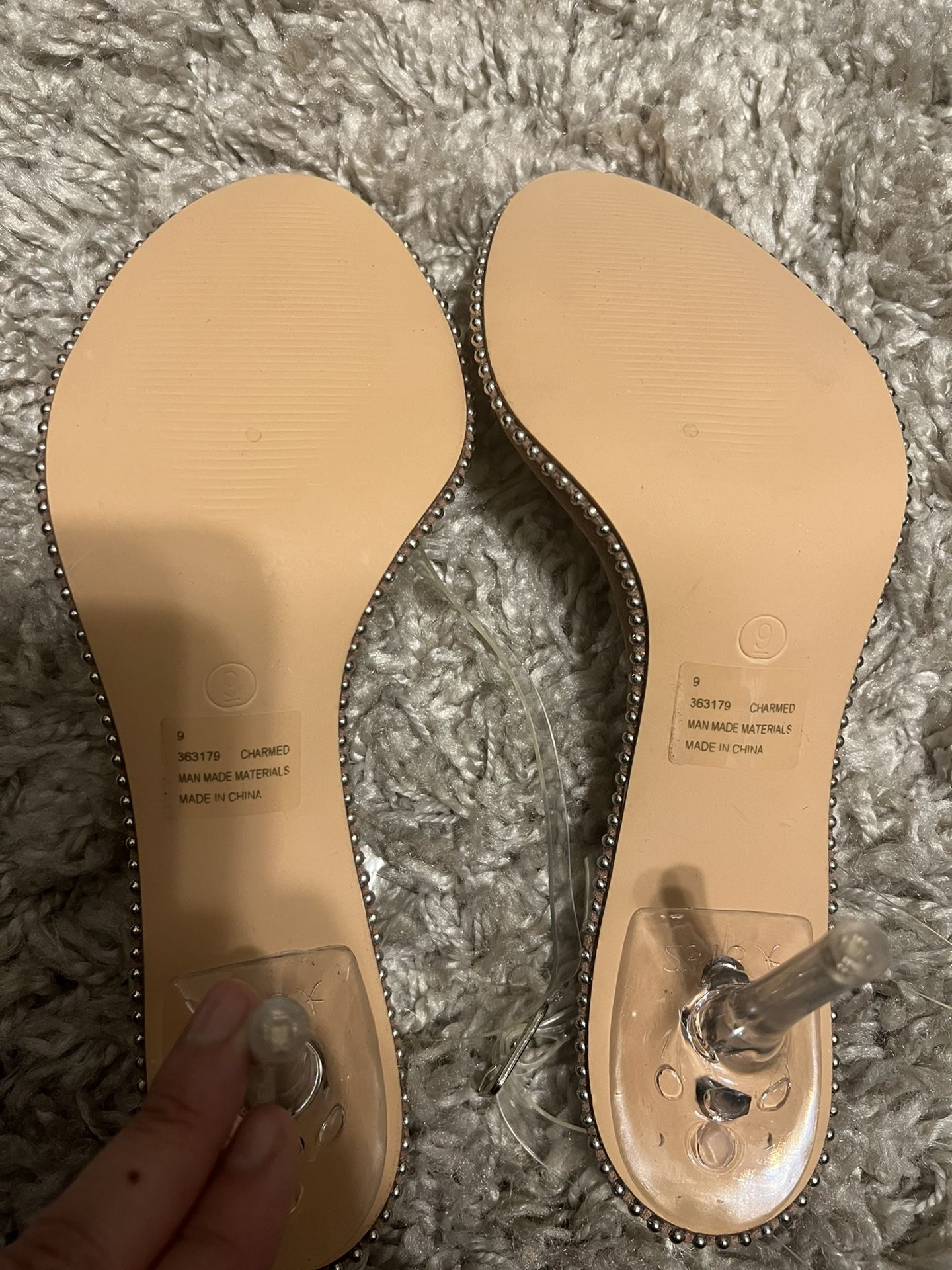 Low Heeled Clear Heels Size 9