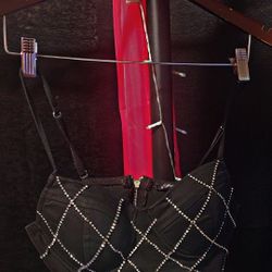 Black Rhinestone Bra Top