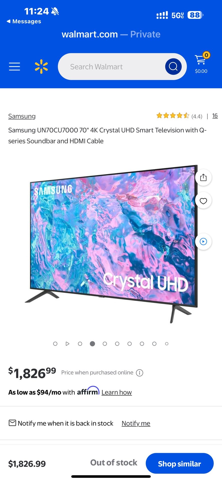 Samsung UN70CU7000 70" 4K Crystal UHD Smart Television with Q-series Soundbar and HDMI Cable