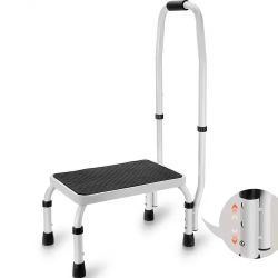 Step Stool 1-Step 330lbs Capacity, 3 Adjustable Height with Handle Steel Step Ladder, Portable Toddler Step Stools for Adults, Non-Slip Sturdy Step La