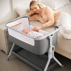 Baby Bassinet Bedside Sleeper with Storage - Cuna de bebé con almacenamiento