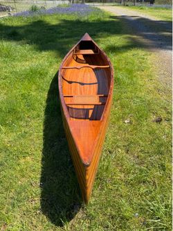 Wood Canoe with hanging straps