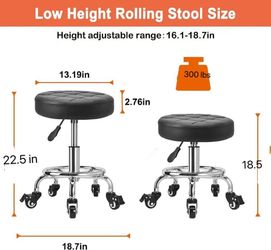 🥨Low Height Roller Stool Height Adjustable, Mechanic Stool Low Rolling Chair, Footstool Modern Roller Seat for Salon SPA Home Office Garage Shop