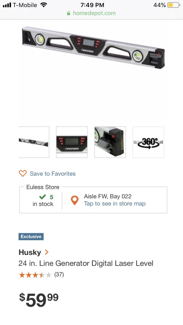 Husky 24 Line Generator Digital Laser Level for Sale in Euless