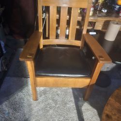 Wood leather chair
