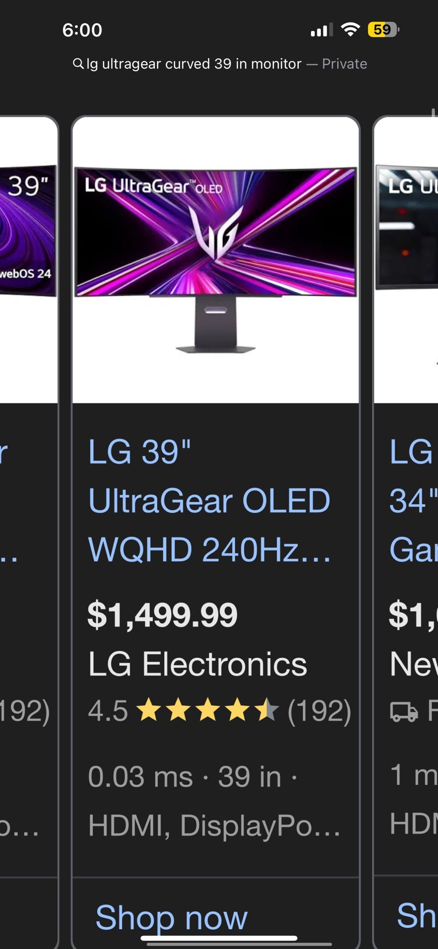 $1,500 oled ultragear 39in curved monitor for sale $750 need it gone before i move off island. i take offers just not lowballs