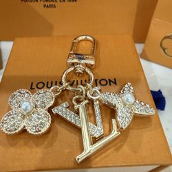 Louis Vuitton Gold and Crystal LV Charm