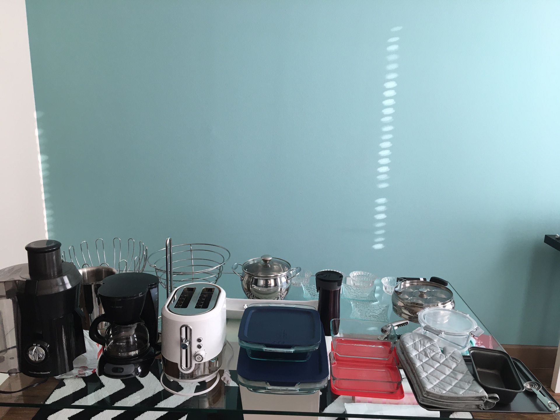 Kitchen Appliances, baking, storage containers, stainless steel wares and decorative glass wares