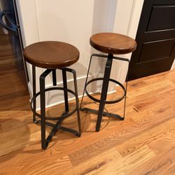 West Elm Wood Bar Stools-Set of 2
