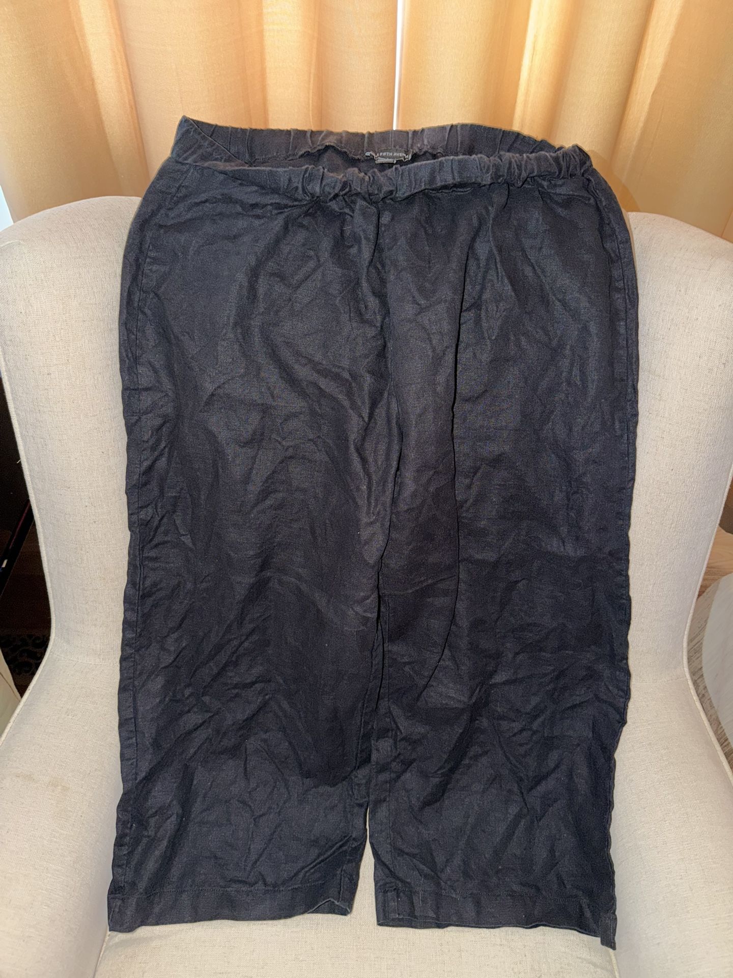 Saks Fifth Avenue Black Crop Linen Pants Size L