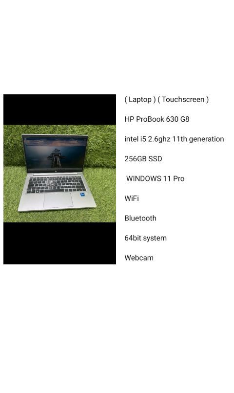 ( Laptop ) ( Touchscreen ) Hp ProBook 630 G8 Intel i5 2.6ghz 11th Generation Series 16gb ram 256gb SSD WiFi windows 11 pro Webcam