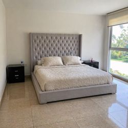 Queen Bed Gray 