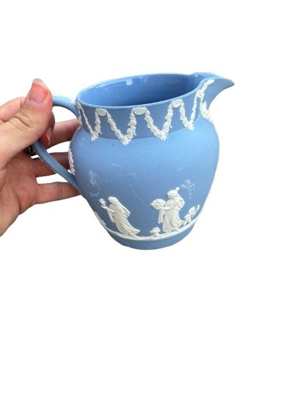 Wedgwood pitcher blue and white Jasperware