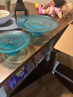 Dessert, platters blue