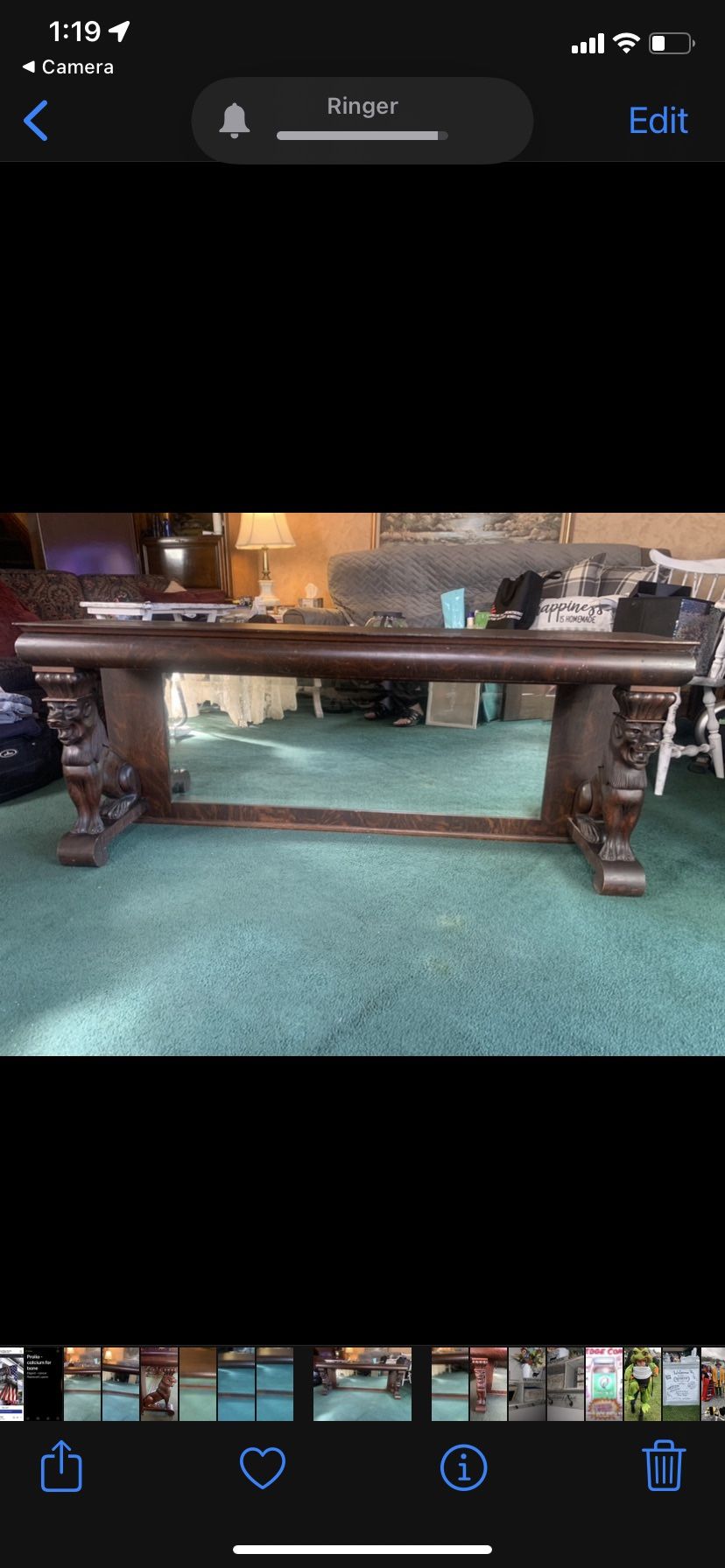 Antique Lions Head Table/Accent Piece