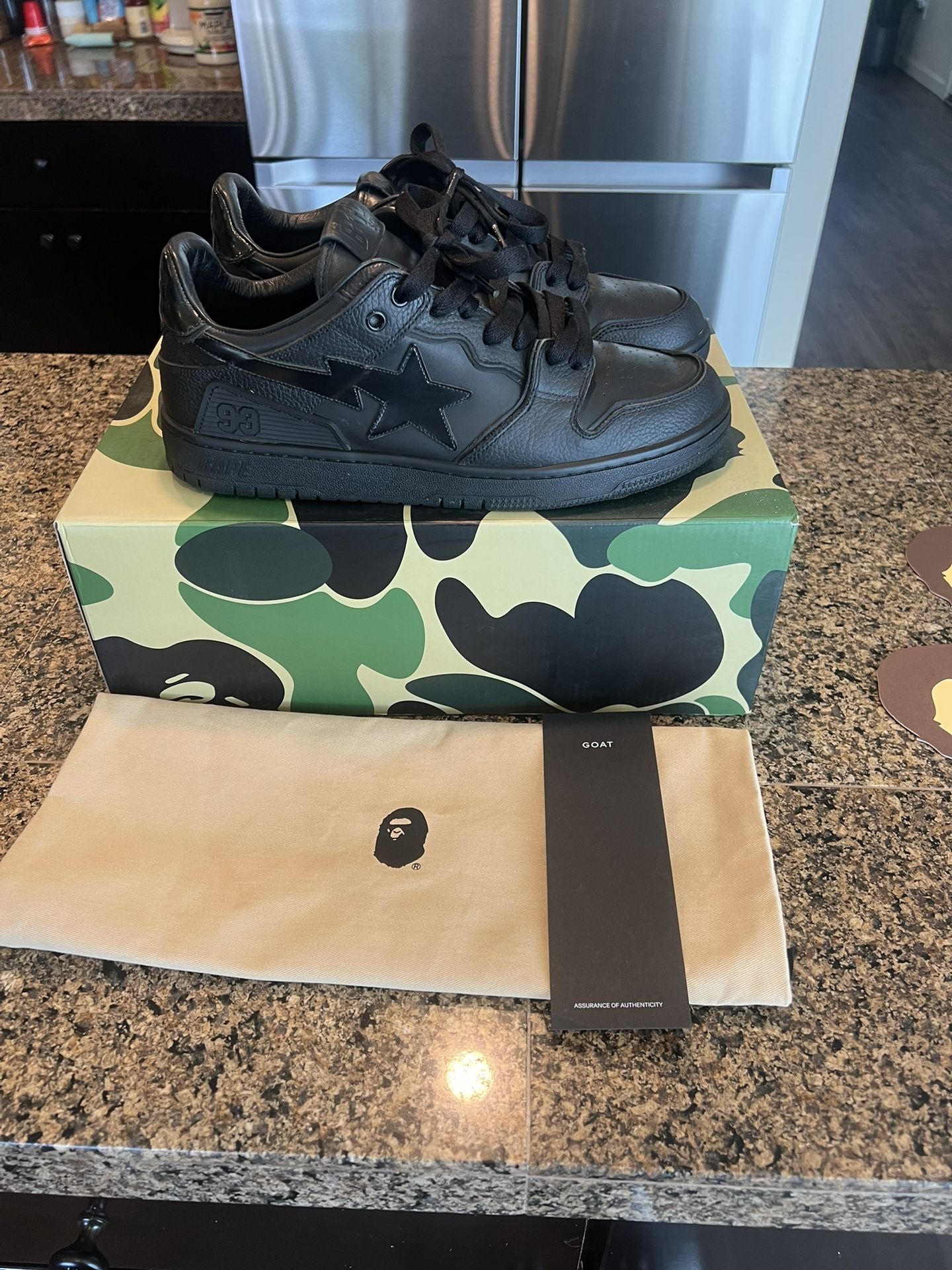 Triple Black Sk8 Sta’s Bape Shoes Size 9M