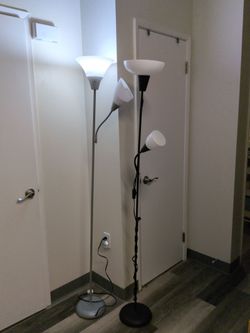 2 Silver and black lamps