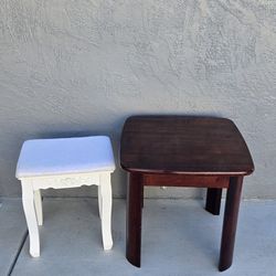 Makeup Desk Stool & Side Table.  Both For $20.
