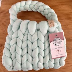 Handmade new Vegan Velvet Top Handle Chunk Yarn Bag