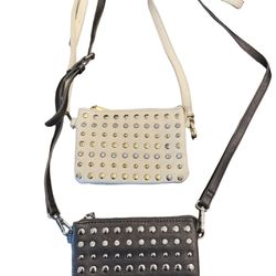 Charming Charlie Studded Cross Body Zippered Clutch Bundle - Total of 2 