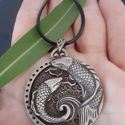 Silver Pendant Old China Miao Silver Fengshui  Double Fish.Description Below