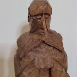 Wooden Carved Priest Monk Statue Figurine