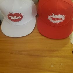 4 Brand New Milca Snapbacks 2 Red And 2 White Each At $15