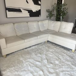 White Faux Leather Couch