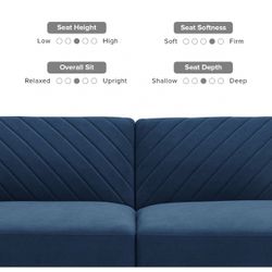 Chloe Futon Sofa Bed, Classic Blue Velvet