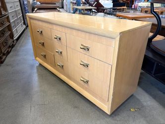 Contemporary Maple 9 Drawer Dresser with Uniqe Bronze Pulls