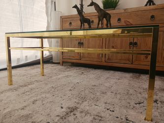 Milo Style Brass & Glass Minimalist Mid Century Coffee Table. Delivery