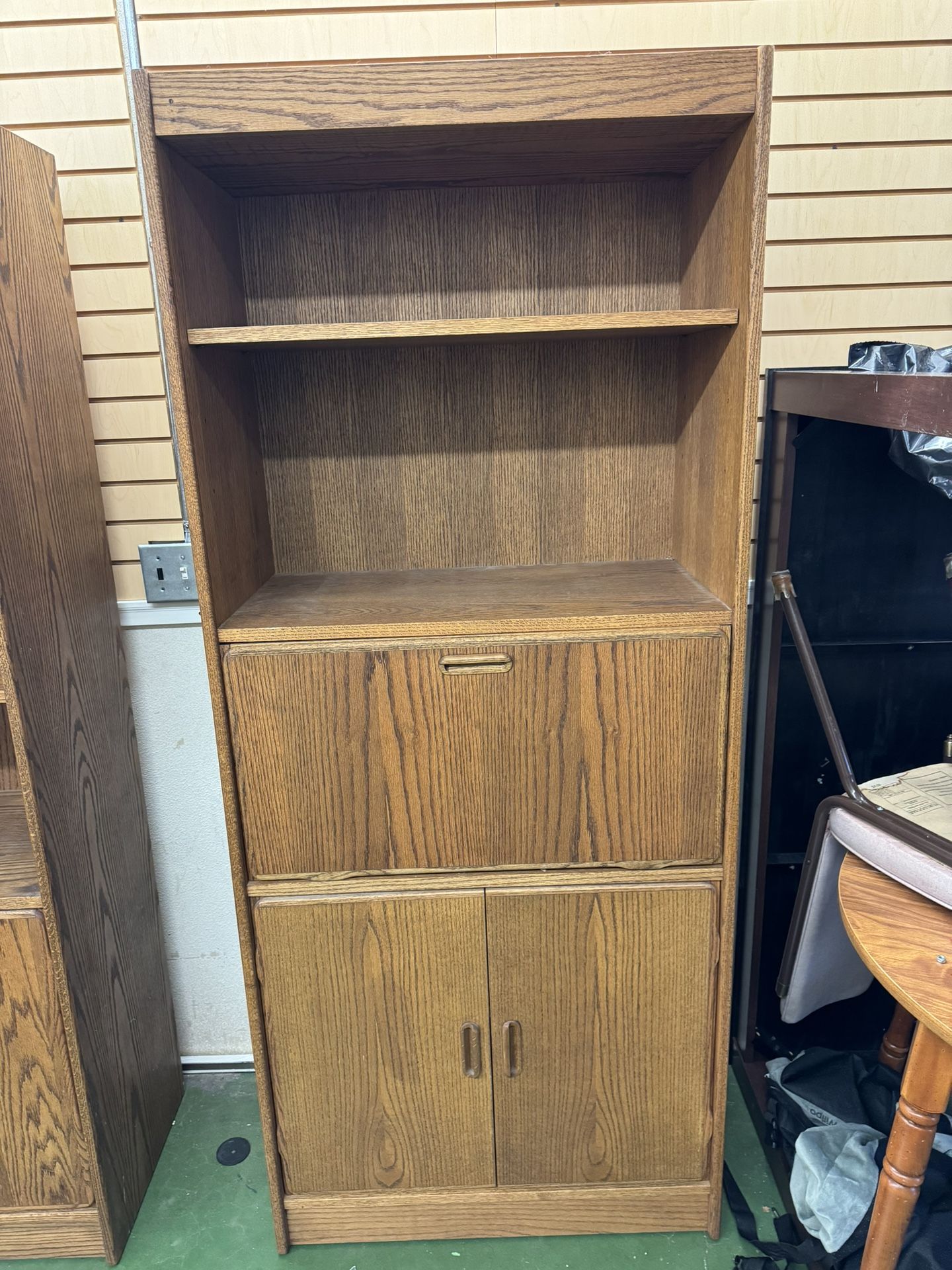 Wood Mid Century Cabinet Hutch Desk