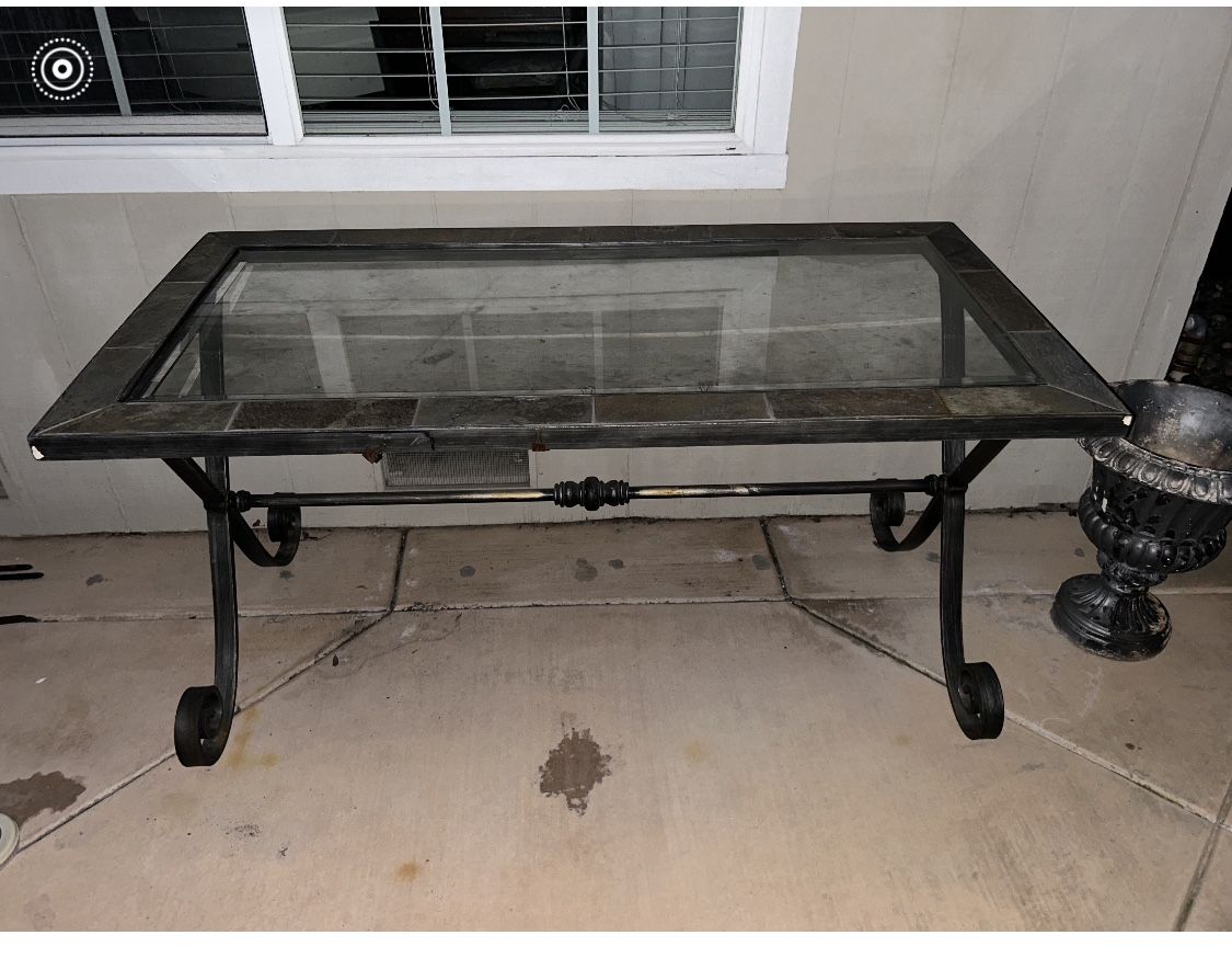 Iron Glass top Desk/Table