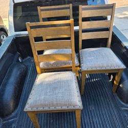 Set of 3 Wood Ladder-Back Dining Chairs