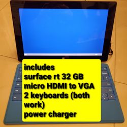 32 GB microsoft surface tablet w/ Windows RT + office (includes 2 keyboards + mini HDMI to VGA adapter for use w/projector)