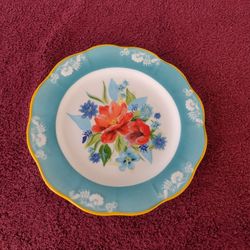 Pioneer Woman Spring Bouquet Salad Plates Red Blue Flowers Stoneware Floral 