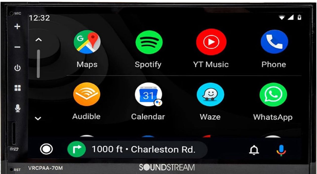 Soundstream VRPCAA-70MW | 7" Wireless Apple CarPlay Double Din Stereo | Touchscreen Car Multimedia Audio Receiver with Android Auto, Bluetooth, USB, B