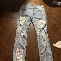 Multi Color Purple Jeans