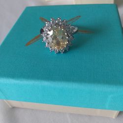 Yellow Diamond CZ Halo Ring